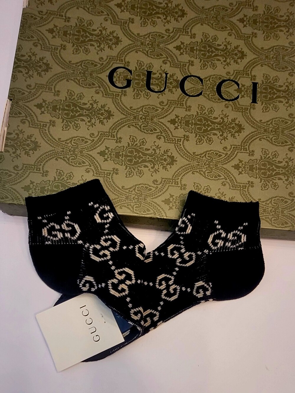 🇮🇹Gucci Black & White GG🧦 Ankle Sock✨️ - Picture 2 of 7